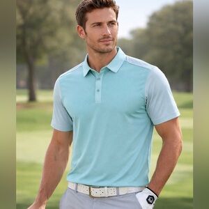 HEAD Golf Performance Polo Shirt Men’s size Medium Teal Moisture Wicking Stretch